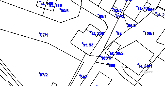 Parcela st. 93 v KÚ Říčky u Orlického Podhůří, Katastrální mapa