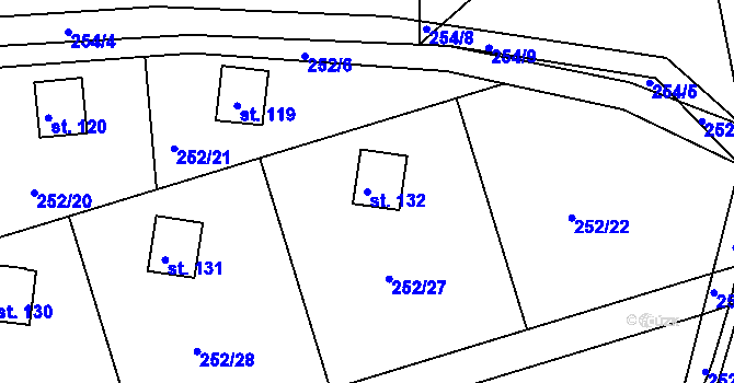 Parcela st. 132 v KÚ Říčky u Orlického Podhůří, Katastrální mapa