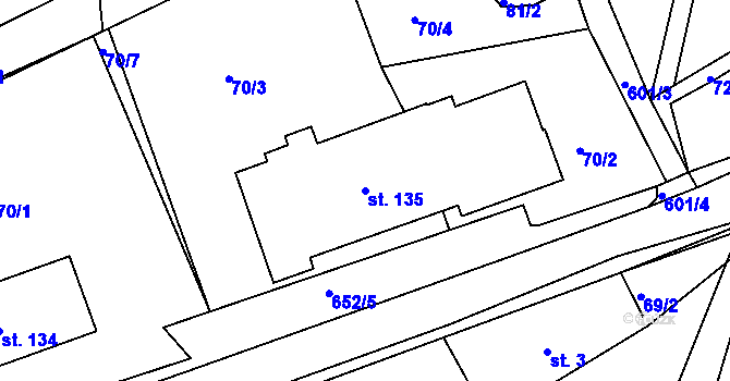 Parcela st. 135 v KÚ Říčky u Orlického Podhůří, Katastrální mapa