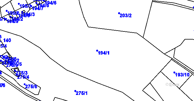 Parcela st. 194/1 v KÚ Říčky u Orlického Podhůří, Katastrální mapa