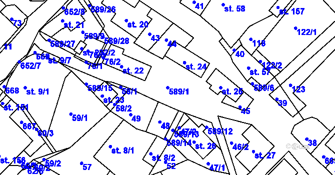 Parcela st. 589/1 v KÚ Říčky u Orlického Podhůří, Katastrální mapa