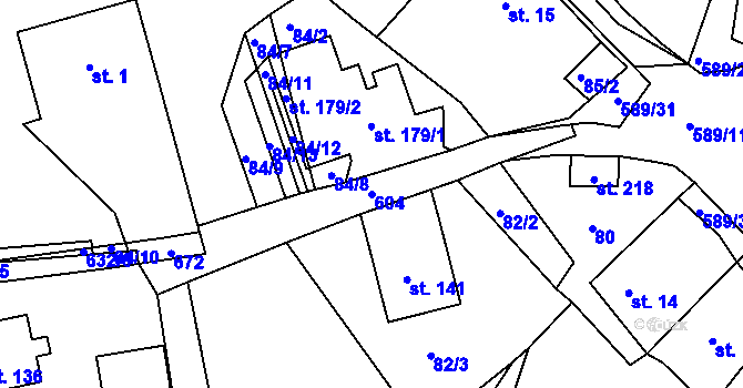 Parcela st. 604 v KÚ Říčky u Orlického Podhůří, Katastrální mapa
