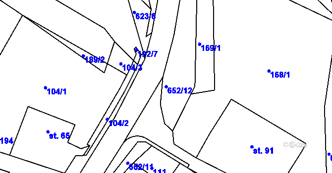 Parcela st. 652/12 v KÚ Říčky u Orlického Podhůří, Katastrální mapa