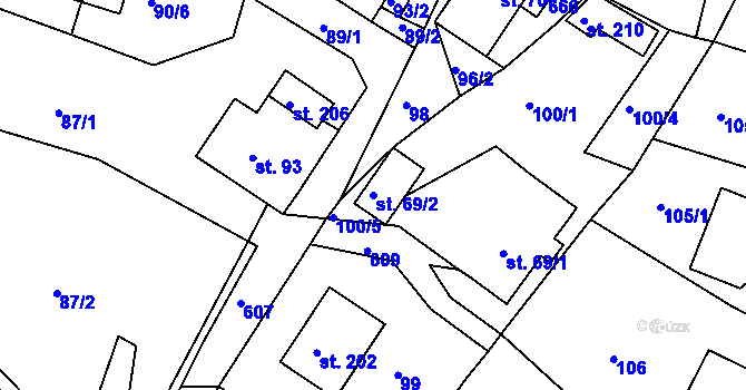 Parcela st. 69/2 v KÚ Říčky u Orlického Podhůří, Katastrální mapa