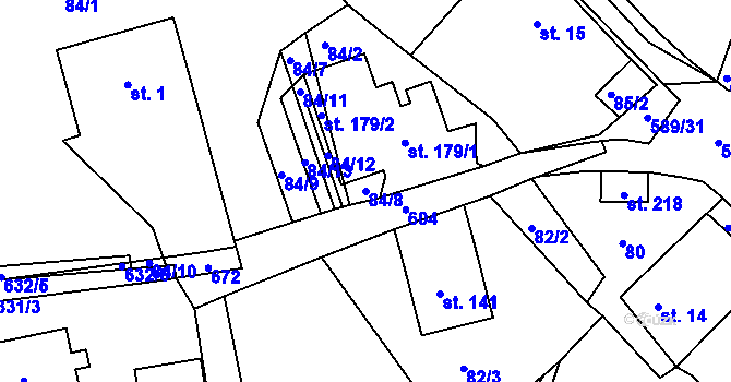 Parcela st. 84/8 v KÚ Říčky u Orlického Podhůří, Katastrální mapa