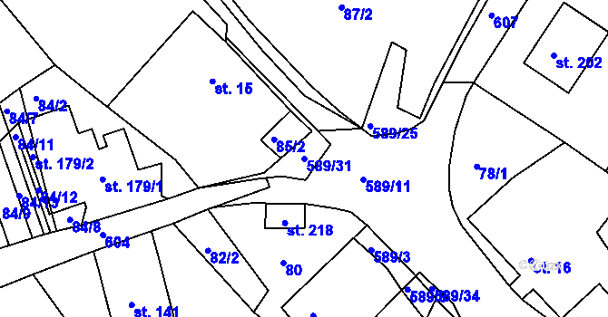 Parcela st. 589/31 v KÚ Říčky u Orlického Podhůří, Katastrální mapa