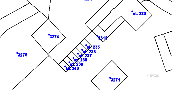 Parcela st. 235 v KÚ Kunštát u Orlického Záhoří, Katastrální mapa