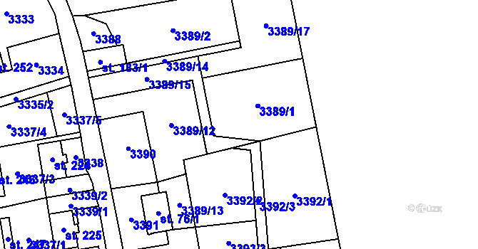 Parcela st. 3389 v KÚ Kunštát u Orlického Záhoří, Katastrální mapa