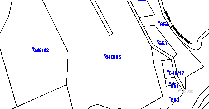 Parcela st. 648/15 v KÚ Trčkov, Katastrální mapa