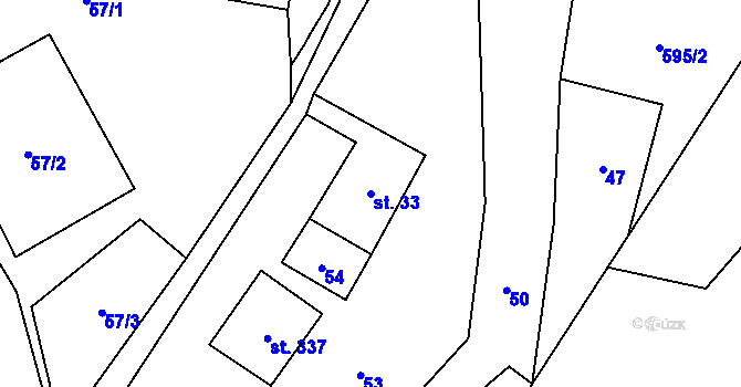 Parcela st. 33 v KÚ Orličky, Katastrální mapa