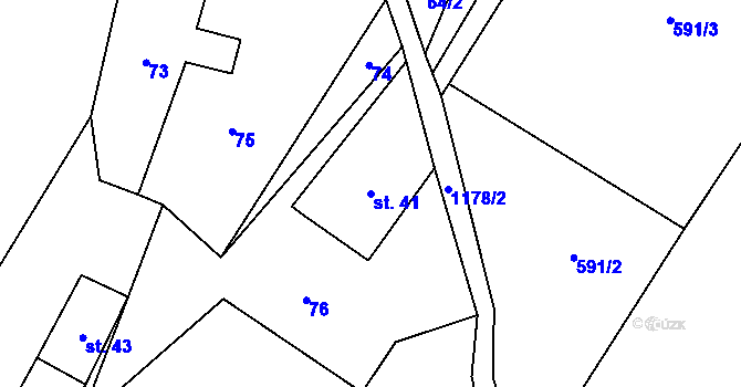 Parcela st. 41 v KÚ Orličky, Katastrální mapa