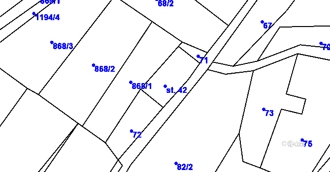 Parcela st. 42 v KÚ Orličky, Katastrální mapa