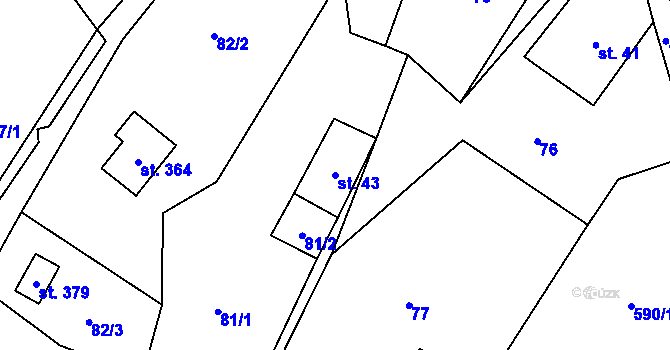 Parcela st. 43 v KÚ Orličky, Katastrální mapa