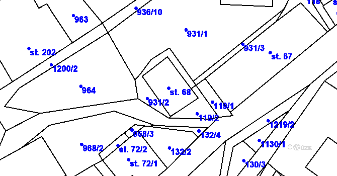 Parcela st. 68 v KÚ Orličky, Katastrální mapa