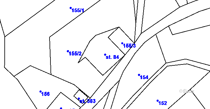 Parcela st. 84 v KÚ Orličky, Katastrální mapa