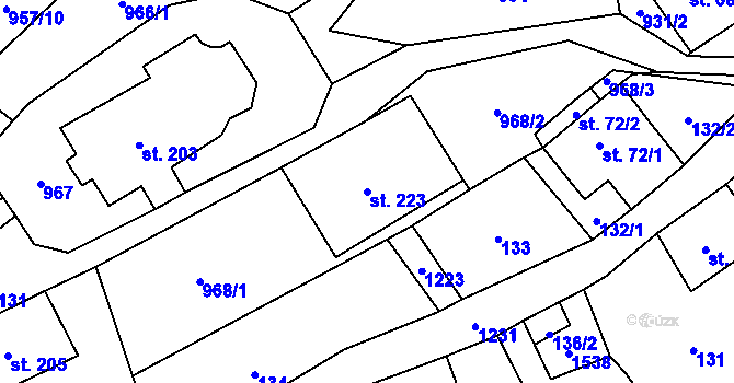 Parcela st. 223 v KÚ Orličky, Katastrální mapa