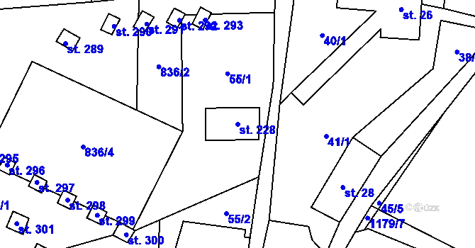 Parcela st. 228 v KÚ Orličky, Katastrální mapa