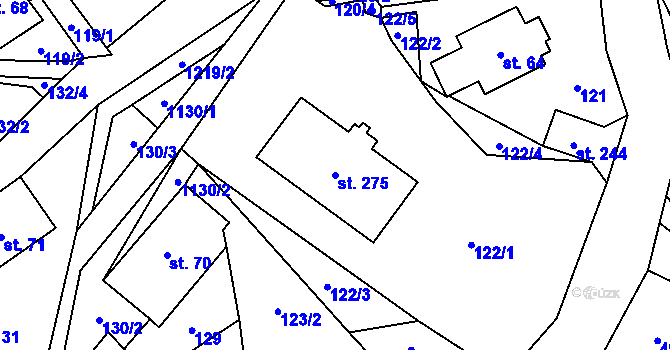 Parcela st. 275 v KÚ Orličky, Katastrální mapa