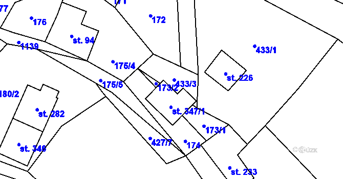 Parcela st. 347 v KÚ Orličky, Katastrální mapa