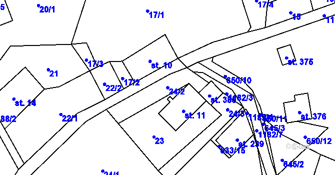 Parcela st. 24/2 v KÚ Orličky, Katastrální mapa