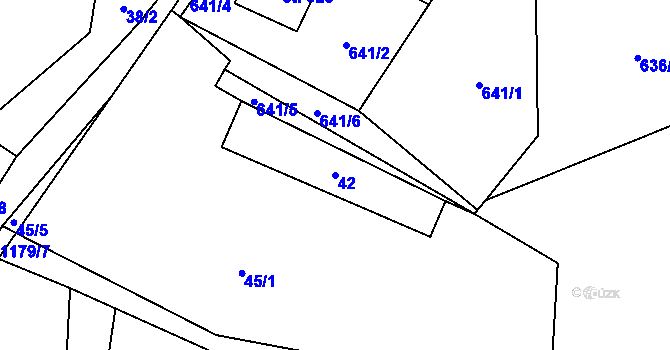 Parcela st. 42 v KÚ Orličky, Katastrální mapa