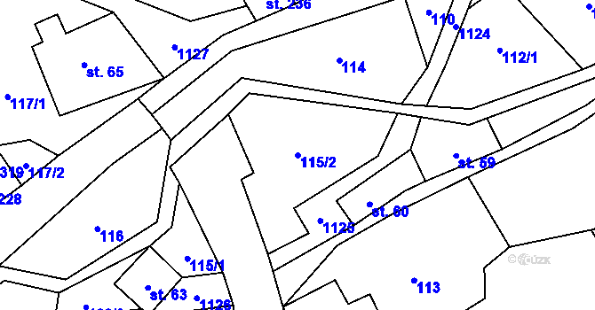 Parcela st. 115/2 v KÚ Orličky, Katastrální mapa