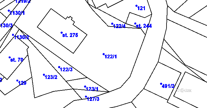 Parcela st. 122/1 v KÚ Orličky, Katastrální mapa