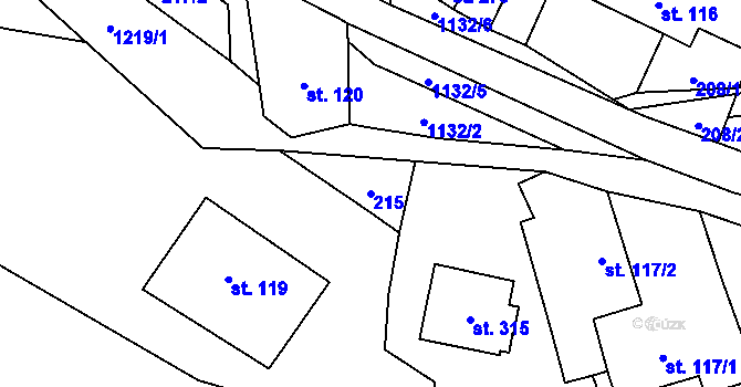 Parcela st. 215 v KÚ Orličky, Katastrální mapa
