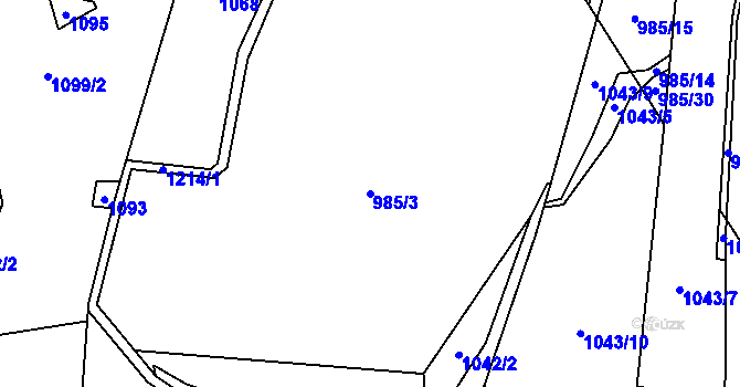 Parcela st. 985/3 v KÚ Orličky, Katastrální mapa