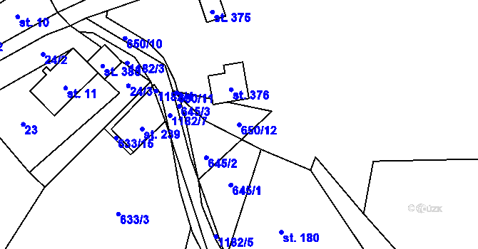 Parcela st. 650/12 v KÚ Orličky, Katastrální mapa
