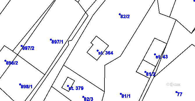 Parcela st. 364 v KÚ Orličky, Katastrální mapa