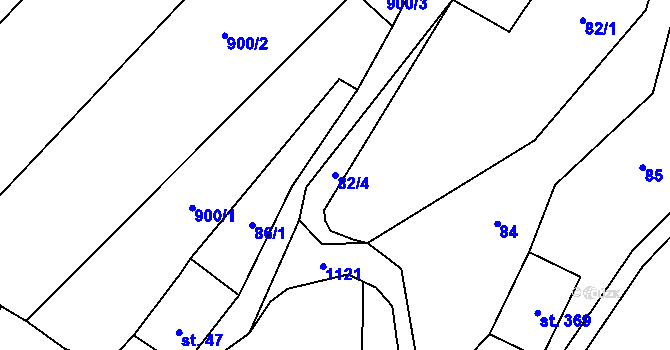 Parcela st. 82/4 v KÚ Orličky, Katastrální mapa