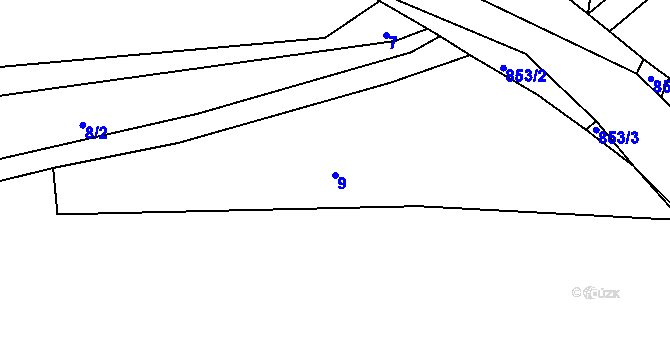 Parcela st. 9 v KÚ Kožlí u Orlíka, Katastrální mapa