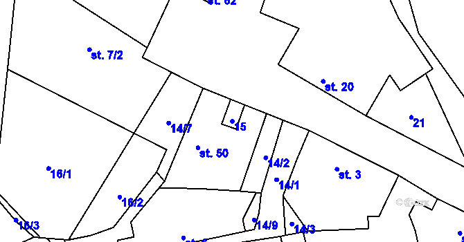 Parcela st. 15 v KÚ Kožlí u Orlíka, Katastrální mapa