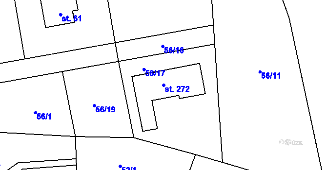 Parcela st. 272 v KÚ Kožlí u Orlíka, Katastrální mapa