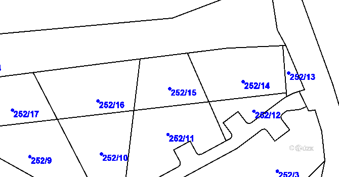Parcela st. 252/15 v KÚ Kožlí u Orlíka, Katastrální mapa