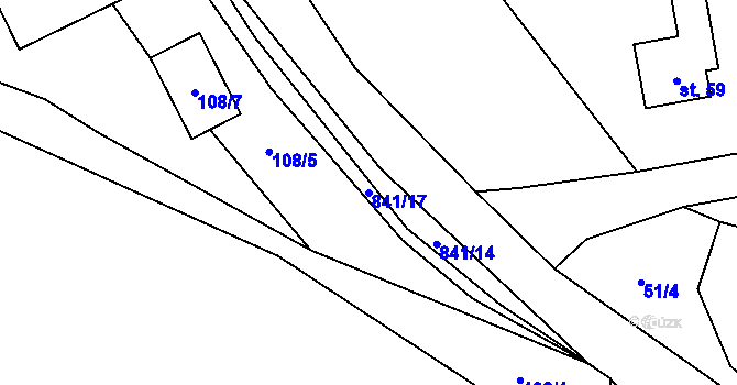 Parcela st. 841/17 v KÚ Kožlí u Orlíka, Katastrální mapa