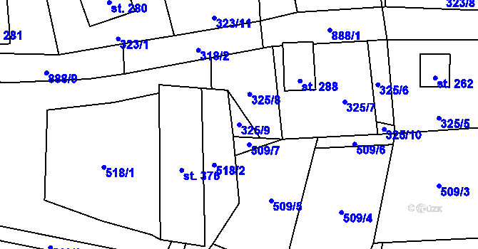 Parcela st. 325/9 v KÚ Orlík nad Vltavou, Katastrální mapa