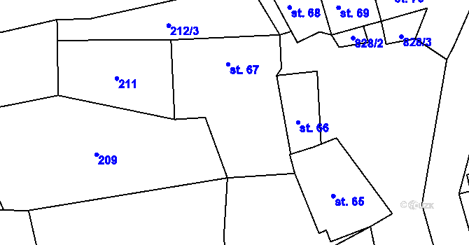 Parcela st. 67 v KÚ Orlík nad Vltavou, Katastrální mapa
