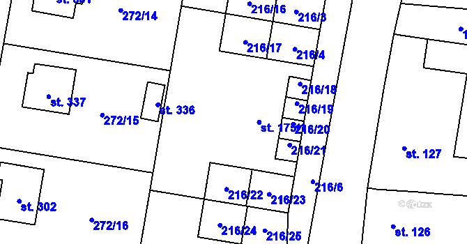 Parcela st. 175/1 v KÚ Orlík nad Vltavou, Katastrální mapa