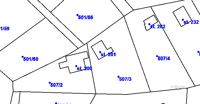 Parcela st. 201 v KÚ Orlík nad Vltavou, Katastrální mapa