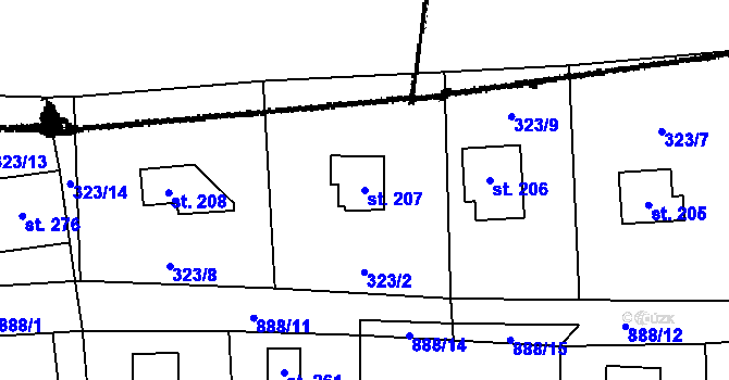 Parcela st. 207 v KÚ Orlík nad Vltavou, Katastrální mapa