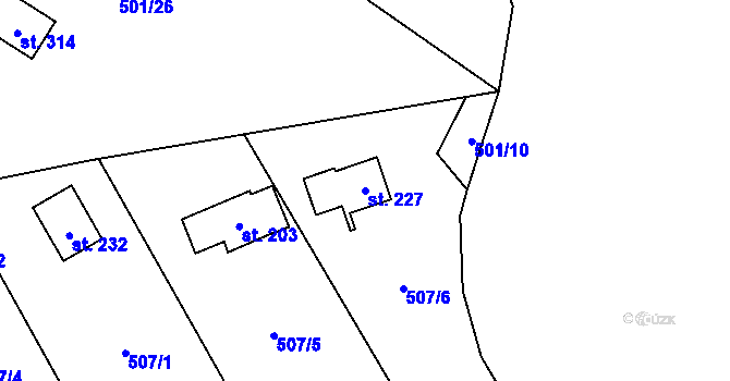 Parcela st. 227 v KÚ Orlík nad Vltavou, Katastrální mapa