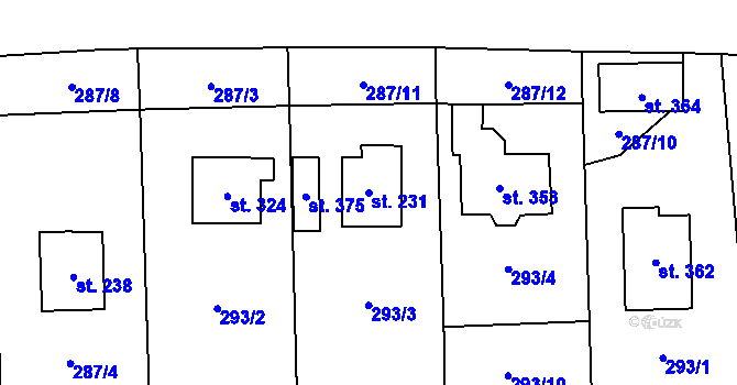 Parcela st. 231 v KÚ Orlík nad Vltavou, Katastrální mapa