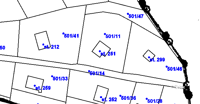 Parcela st. 251 v KÚ Orlík nad Vltavou, Katastrální mapa