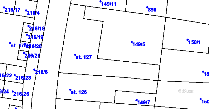Parcela st. 149/5 v KÚ Orlík nad Vltavou, Katastrální mapa