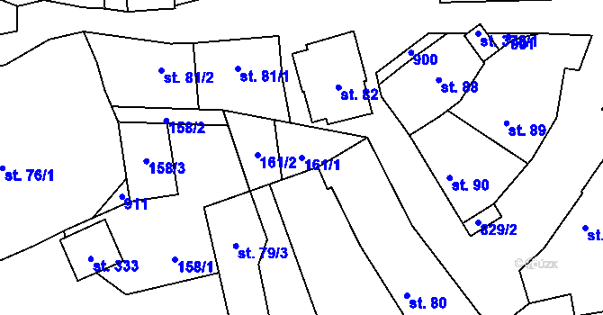Parcela st. 161/1 v KÚ Orlík nad Vltavou, Katastrální mapa