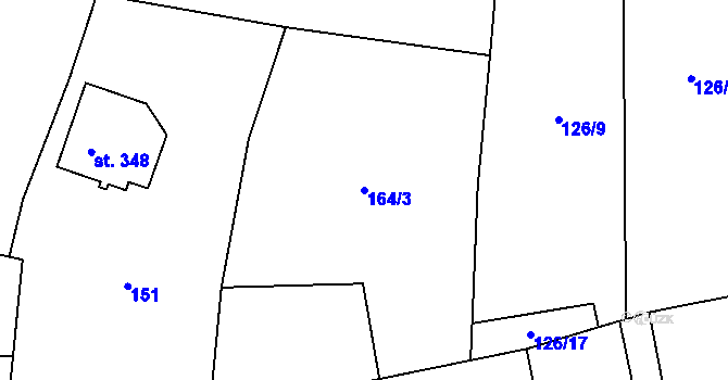 Parcela st. 164/3 v KÚ Orlík nad Vltavou, Katastrální mapa