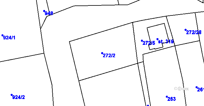 Parcela st. 272/2 v KÚ Orlík nad Vltavou, Katastrální mapa