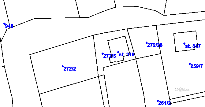 Parcela st. 272/5 v KÚ Orlík nad Vltavou, Katastrální mapa